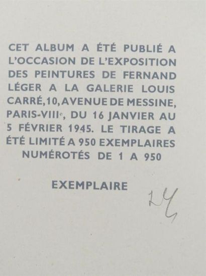 null BAZAINE (Jean). Fernand Léger. Peintures antérieures à 1940. Paris, Louis Carré,...
