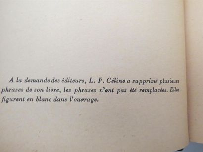 null CÉLINE (Louis-Ferdinand). Mort à crédit. Paris, Denoël, 8-5-1936. In-8 demi-chagrin,...