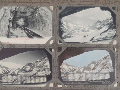 null Important album de cartes postales anciennes (environ 700 CPA) dont Suisse,...