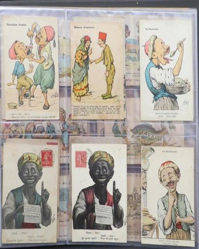 null ALGERIE - Un classeur de cartes postales anciennes (au total : 120 CPA environ)...