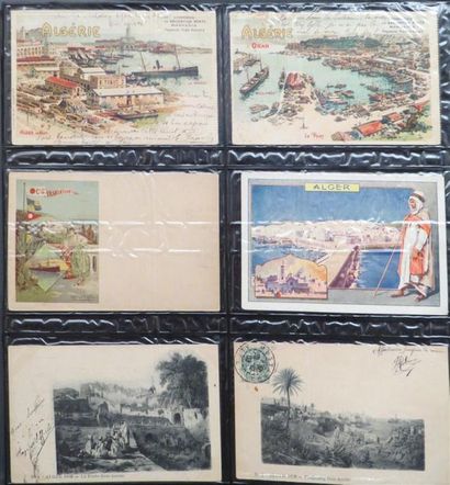 null ALGERIE - Classeur comprenant environ 400 cartes postales anciennes (CPA) et...