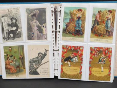 null FANTAISIES - Classeur comprenant environ 180 cartes postales anciennes (CPA...