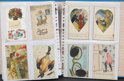 null FANTAISIES - Classeur comprenant environ 180 cartes postales anciennes (CPA...