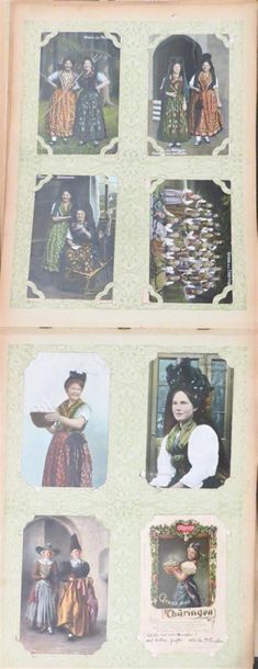null Album de cartes postales anciennes (280 CPA environ) dont Costumes régionaux...