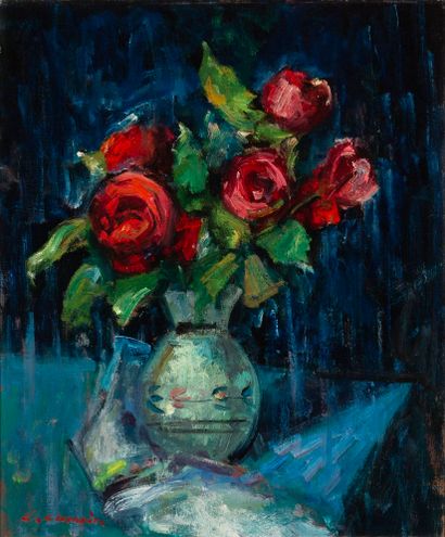  Charles CAMOIN (1879-1965)
Bouquet de roses rouges
Huile sur toile signée en bas... Gazette Drouot