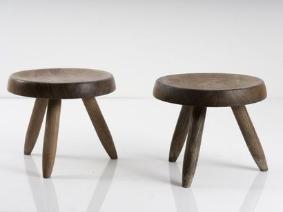 Charlotte Perriand, Two stools, 1938 Charlotte Perriand, Two stools, 1938, H. 27.5... Gazette Drouot