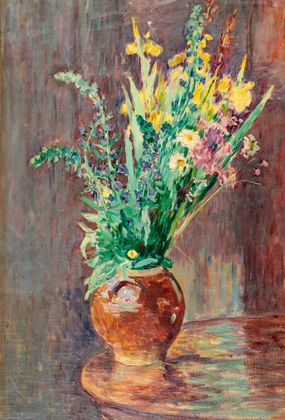 Henri LEBASQUE 1865-1937 SPRAY OF FLOWERS IN A POT
Oil on canvas signed lower left
81... Gazette Drouot