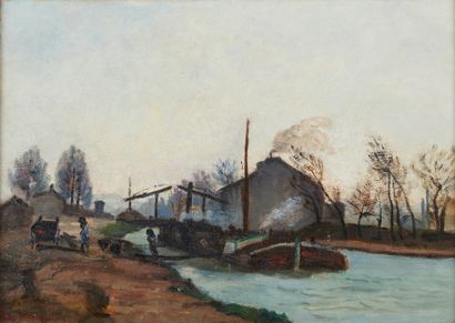 Armand GUILLAUMIN 1841-1927 BORD DE CANAL EN ILE-DE-FRANCE, vers 1869
Huile sur toile... Gazette Drouot