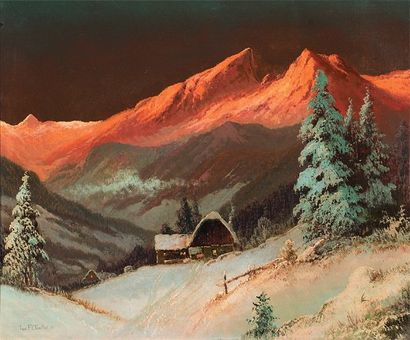 Ivan Fedorovitch CHOULTSÉ (1874-1939) Chalet dans la montagne. Huile sur toile. Signée... Gazette Drouot