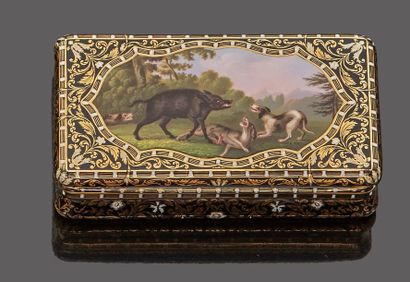 null FRANCE CIRCA 1840 - 1850

Rectangular snuffbox in gold and polychrome enamel...