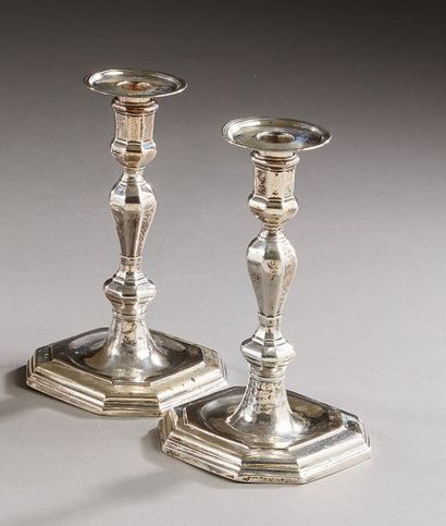 MORLAIX 1706 - 1707 Pair of silver torches...