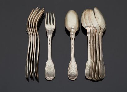 null PARIS 1780 to 1783 - and a range PARIS 1798 - 1809

Set of silver cutlery model...