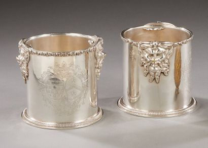 null Pair of small buckets to be refreshed or silver plated metal flowerpot cover,...