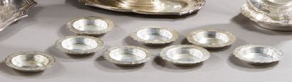 null CHRISTOFLE

Set of 8 silver bowls or butter dishes model "Régence" with engraved...