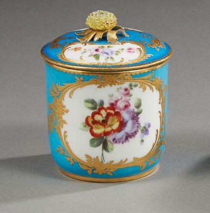 null SEVRES

Pot à pommade et un couvercle à décor polychrome de deux réserves présentant...