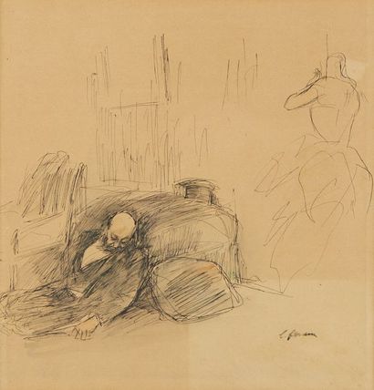 null Jean Louis FORAIN (1852-1931)

Homme assoupi

Plume et aquarelle, porte un cachet...