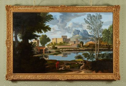 null Huile sur toile d'après Nicolas Poussin (1584-1665)

"Paysage par temps calme"

Copie...