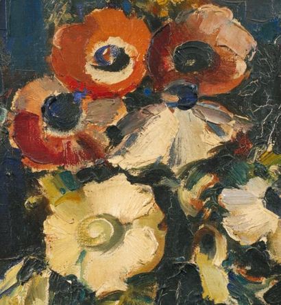 Boris PASTOUKHOFF (1894-1974) Bouquet d'anémones dans un vase, Paris, 1959 Toile...