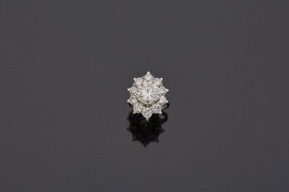 MELLERIO 
Bague en platine sertie d'un diamant de demi taille 4,61 carats entouré...