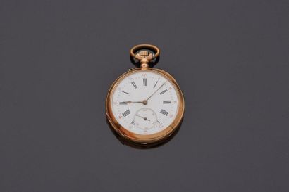 null Montre de gousset en or jaune 18 k (750 millièmes) cadran émaillé blanc, chiffres...