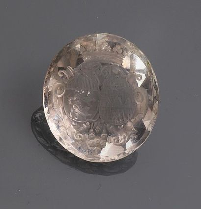 null Cachet en cristal facetté gravé d'armoiries surmontées d'une couronne de marquis.

XIXe...