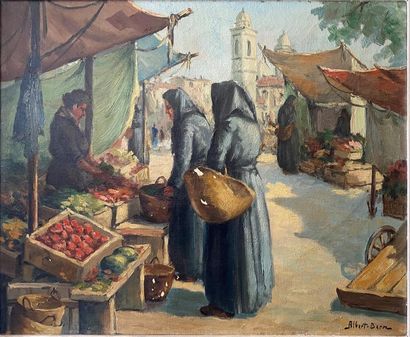 null Albert BERN (1898 - ?)

Femmes au marché

Huile sur toile signée en bas à droite,...