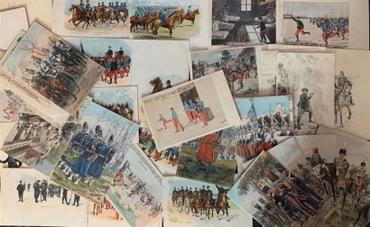 null MILITARIA - Collection d'environ 38 cartes postales sur le thème de l'armée...