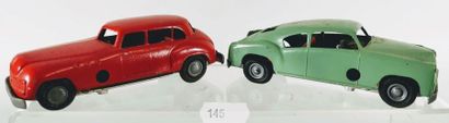 null SOLIDO JUNIOR – 1949 : Deux limousines avec moteur, vert et rouge.