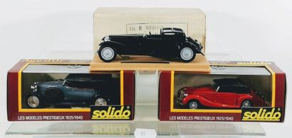 null SOLIDO - Trois véhicules (BO) : DELAHAYE 135 M - 1939 n°1148, noir - HISPANO...