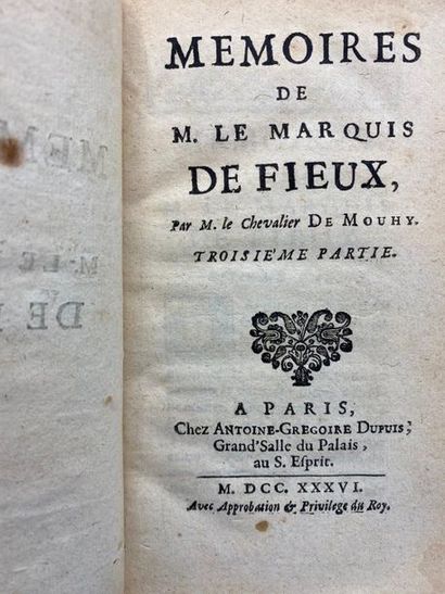 null [MOUHY (Charles de Fieux, knight of)]. Memoirs of the Marquis de Fieux. In Paris,...