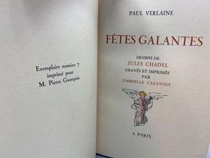 null VERLAINE (Paul). Gallant parties. In Paris, n. d. [1942]. In-8°, purple calf,...