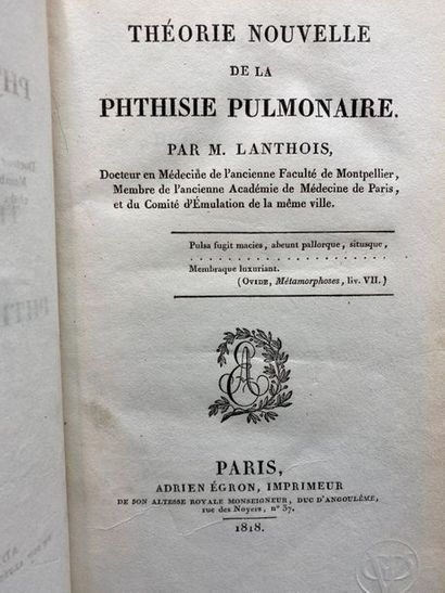 null [MÉDECINE]. LANTHOIS (Étienne). Théorie nouvelle de la phthisie pulmonaire....