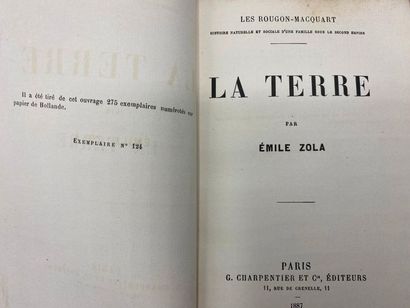 null ZOLA (Émile). La Terre. Paris, G. Charpentier et Cie, Éditeur, 1887. In-12,...