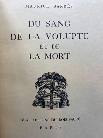 null BARRÈS (Maurice). Du sang, de la volupté et de la mort. Paris, Aux Éditions...