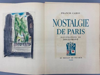 null CARCO (Francis). Nostalgia for Paris. Paris, Au Moulin de Pen-Mur, n. d. [1946]....