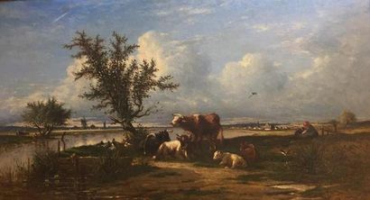 null Amédée BESNUS (1831-1909)

Paysage de Normandie aux vaches et au moulin 

Huile...
