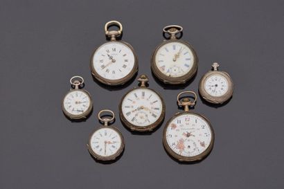 null Lot comprenant 4 montres de gousset et trois montres de col en argent (925 millièmes)...