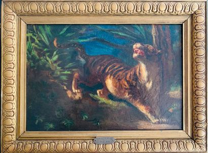 null Jean Jules Adrien KUNKLER (1829 - 1866)

Tigre rugissant 

Huile sur panneau

24...