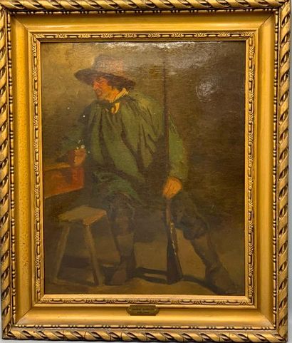 null Jean Jules Adrien KUNKLER (1829 - 1866)

Le chasseur suisse assis à une table

Huile...