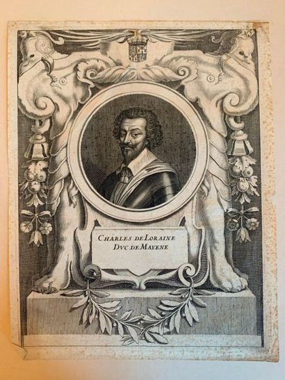 null Lot de trois gravures :

- Gravure représentant Charles de Lorraine, duc de...