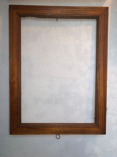 null Set of two frames, a 19th century gilded wood and stucco frame and a pitchpin...