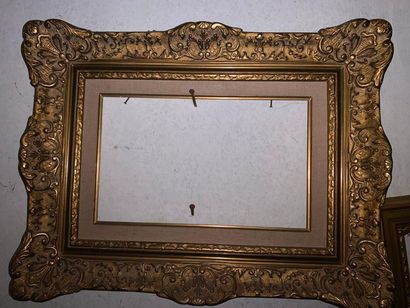 null Set of two frames, one wooden frame and gilded stucco leaf frieze 

Overall...