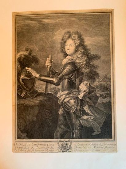 null Lot de trois gravures : 

- Gravure représentant Louis XV, roi de France et...