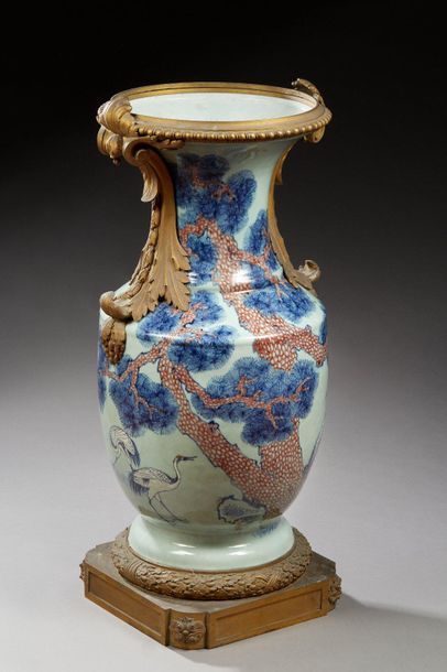 null CHINA - Period KANGXI (1662 - 1722) and Alfred BEURDELEY - Baluster vase with...
