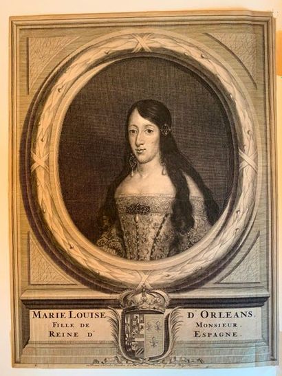 null Set of three engravings:

- Engraving representing Marie Louise d'Orléans, daughter...