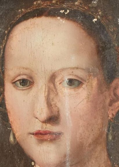 null Ecole ITALIENNE du XVIe siècle

Portrait d'Eleonore de Tolède en buste au collier...
