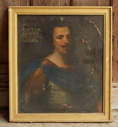  Ecole FRANCAISE du XIX siècle 
Portrait de Victor Amédée Duc de Savoye 
Huile sur...