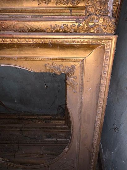 null Two gilded wood and stucco frames, one in the Louis XV style, the other with...