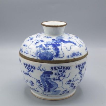 null VIETNAM - XIXe siècle

Pot couvert en porcelaine émaillée en bleu sous couverte...