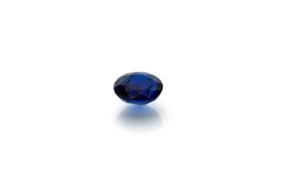  18 k (750 thousandths) white gold ring set with an oval 8.47 carat Burmese sapphire,...